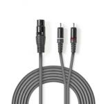 Nedis Cablu audio XLR 3 pini la 2 x RCA M-T 1.5m, Nedis COTH15220GY15 (COTH15220GY15)