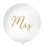 PartyDeco Balon din latex rotund alb - MSR auriu 1 m