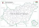 Stiefel Magyarország választási térkép - színező Magyarország országgyűlési választókerületei könyöklő 68x49 cm