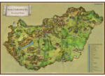 Stiefel Magyarország térkép, Magyarország látványtérkép kis fémléces, fóliás / Balaton térkép 2 oldalas 66x45 cm