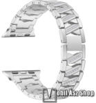  X-shape okosóra szíj - 22mm széles, fém, strasszkővel díszített, 185mm hosszú - EZÜST - Apple Watch Series 1/2/3 42mm / 4/5/6/SE 44mm / 7/8 45mm / 10 46mm / Ultra / Ultra 2 49mm