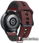  PU bőr okosóra szíj - SÖTÉTBARNA - 125mm + 89mm hosszú, 22mm széles, szilikon belső - SAMSUNG Galaxy Watch 42mm / Xiaomi Amazfit GTS / SAMSUNG Gear S2 / HUAWEI Watch GT 2 42mm / Galaxy Watch Active / 
