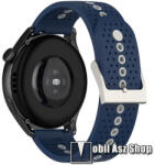  Okosóra szíj - légáteresztő, sportoláshoz, szilikon - 112mm + 91mm hosszú, 20mm széles - ÉJKÉK / SZÜRKE - SAMSUNG Galaxy Watch 42mm / Amazfit GTS / HUAWEI Watch GT 2 42mm / Galaxy Watch3 41mm / Watch 