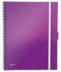 Leitz Caiet de birou Leitz WOW, PP, FSC, reciclabil, A4, 80 coli, cu spira, dictando, mov (L-46370062)