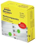 Avery Etikett címke, o19mm, tekercses jelölőpont adagoló dobozban 250 címke/doboz, Avery zöld (3855) - web24
