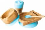 Eco Rascals Set cadou din bambus Melc, albastru, Ecorascals Set pentru masa bebelusi