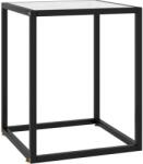 vidaXL Măsuță de cafea, neagră cu sticlă albă marmorată, 40x40x50 cm (322909) Masa de cafea