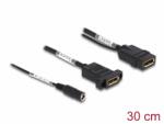 Delock Cablu Displayport 4K60 Hz cu alimentare DC 2.1 x 5.5 mm M-M 0.30m panel-mount, Delock 87039 (87039)