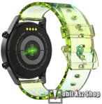  Okosóra szíj - szilikon - ÁTLÁTSZÓ ZÖLD - 119mm+95mm hosszú, 22mm széles - SAMSUNG Galaxy Watch 46mm / Watch GT2 46mm / Watch GT 2e / Galaxy Watch3 45mm / Honor MagicWatch 2 46mm