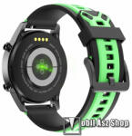  Okosóra szíj - szilikon - FEKETE / VILÁGOSZÖLD - 119mm + 95mm hosszú, 22mm széles - SAMSUNG Galaxy Watch 46mm / Watch GT2 46mm / Watch GT 2e / Galaxy Watch3 45mm / Honor MagicWatch 2 46mm / Watch GT 3
