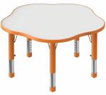 OOKEE Masa pentagonala, 90 cm diametru, portocalie, din plastic, reglabila, marimea 0-3 pentru gradinita (YCY074AP)
