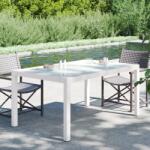 vidaXL Masă de grădină alb 150x90x75 cm sticlă securizată & poliratan (316709)