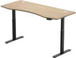 HI5 FURNITURE elektromosan állítható magasságú íróasztal - 2 szegmensű, memóriavezérlővel - fekete konstrukció, tölgyfa asztallap