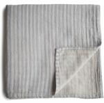 Mushie Muslin Swaddle Blanket Organic Cotton păturică de înfășat Blue Stripe 120cm x 120cm 1 buc Lenjerii de pat bebelusi‎, patura bebelusi