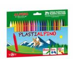  Creioane cerate din plastic, cutie carton, 24 culori/cutie, Plasti ALPINO