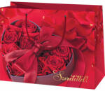 Cardex Vörös rózsa mintás közepes méretű exkluzív ajándéktáska 18x10x23cm (40449) - jatekshop