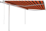 vidaXL narancssárga-barna automata napellenző póznákkal 4, 5 x 3 m (3069970) - vidaxl
