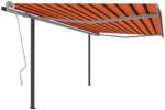 vidaXL narancssárga-barna automata napellenző póznákkal 4 x 3 m (3070150) - vidaxl