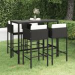 vidaXL Set mobilier bar de grădină cu perne, 5 piese, negru, poliratan (3094793) - vidaxl