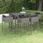 vidaXL Set mobilier bar de grădină cu perne, 7 piese, gri, poliratan (3094797) - vidaxl