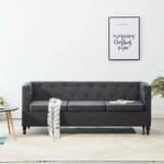 vidaXL Canapea Chesterfield cu 3 locuri, gri închis, tapițerie textilă (247163) Canapea
