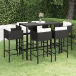 vidaXL Set mobilier bar de grădină cu perne, 7 piese, negru, poliratan (3094796) - vidaxl