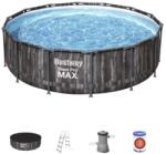 Bestway NAXOS Fa hatású fémvázas medence szett, vízforgatóval és létrával, 427 x 107 cm, FFA 504