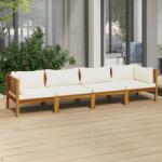 vidaXL Canapea de grădină cu 4 locuri, perne crem, lemn masiv acacia (3086933) - vidaxl