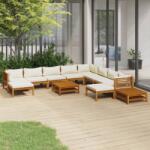 vidaXL Set mobilier grădină cu perne crem 12 piese lemn masiv acacia (3086944)