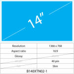 Notebook LCD 14 LCD Slim Fényes LED 40 pin, Glossy