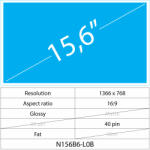 Notebook LCD 15.6 LCD Fat Fényes 40 pin HD, Glossy