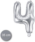 PartyDeco S. r. o 4. szám, fólia lufi, 35 cm, ezüst