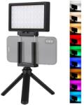  PULUZ RGB LED videólámpa mobiltelefon tartóval, állvánnyal (PU461B)