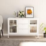 vidaXL Servantă, alb, 105x35x70 cm, oțel și sticlă securizată (336077) Comoda