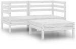 vidaXL Set mobilier de grădină, 3 piese, alb, lemn masiv de pin (806603) - vidaxl