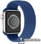  Okosóra szíj - fonott szövet körpánt - KÉK - L-es méret, sztreccses 160mm-240mm-ig nyúlik - Apple Watch Series 1/2/3 42mm / 4/5/6/SE 44mm / 7/8 45mm / 10 46mm / Ultra / Ultra 2 49mm