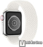  Okosóra szíj - fonott szövet körpánt - FEHÉR - L-es méret, sztreccses 150mm-220mm-ig nyúlik - Apple Watch Series 1/2/3 38mm / 4/5/6/SE 40mm / 7/8/9 41mm / 10 42mm