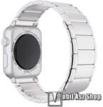 Fém okosóra szíj - EZÜST - rozsdamentes acél, mágneses záródás, 110mm + 110mm hosszú - Apple Watch Series 1/2/3 42mm / 4/5/6/SE 44mm / 7/8 45mm / 10 46mm / Ultra / Ultra 2 49mm