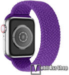  Okosóra szíj - fonott szövet körpánt - LILA - L-es méret, sztreccses 150mm-220mm-ig nyúlik - Apple Watch Series 1/2/3 38mm / 4/5/6/SE 40mm / 7/8/9 41mm / 10 42mm