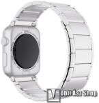  Fém okosóra szíj - EZÜST - rozsdamentes acél, mágneses záródás, 110mm + 110mm hosszú - Apple Watch Series 1/2/3 38mm / 4/5/6/SE 40mm / 7/8/9 41mm / 10 42mm