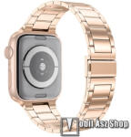  Fém okosóra szíj - PEZSGŐARANY - rozsdamentes acél, csatos, 189mm hosszú - Apple Watch Series 1/2/3 38mm / 4/5/6/SE 40mm / 7/8/9 41mm / 10 42mm