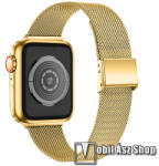  Fém milánói okosóra szíj - rozsdamentes acél, fém háló kialakítás, csatos - ARANY - Apple Watch Series 1/2/3 38mm / 4/5/6/SE 40mm / 7/8/9 41mm / 10 42mm