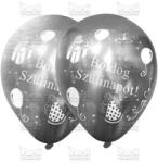  Boldog szülinapot metál fényes ezüst lufi 30cm (4db)