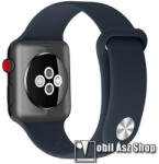  Okosóra szíj - szilikon - KÉK - 125mm + 109mm hosszú - Apple Watch Series 1/2/3 42mm / 4/5/6/SE 44mm / 7/8 45mm / 10 46mm / Ultra / Ultra 2 49mm