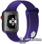  Okosóra szíj - szilikon - LILA - 119mm + 105mm hosszú - Apple Watch Series 1/2/3 38mm / 4/5/6/SE 40mm / 7/8/9 41mm / 10 42mm