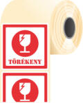 Tezeko Törékeny címke, piros, 100 * 100 mm (500 címke/tekercs) (P1000010000-029) - cimke-nyomtato