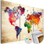 Artgeist Kép parafán - Corkboard Map in Watercolor 120x80
