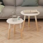 vidaXL Set mese laterale, 2 piese, lemn masiv de pin, alb (244734)