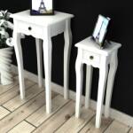vidaXL Set de mese laterale suprapuse cu sertar, 2 piese, alb (241146)