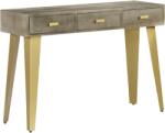 vidaXL Masă consolă, gri, 110x35x76 cm, lemn masiv mango & alamă (246682)
